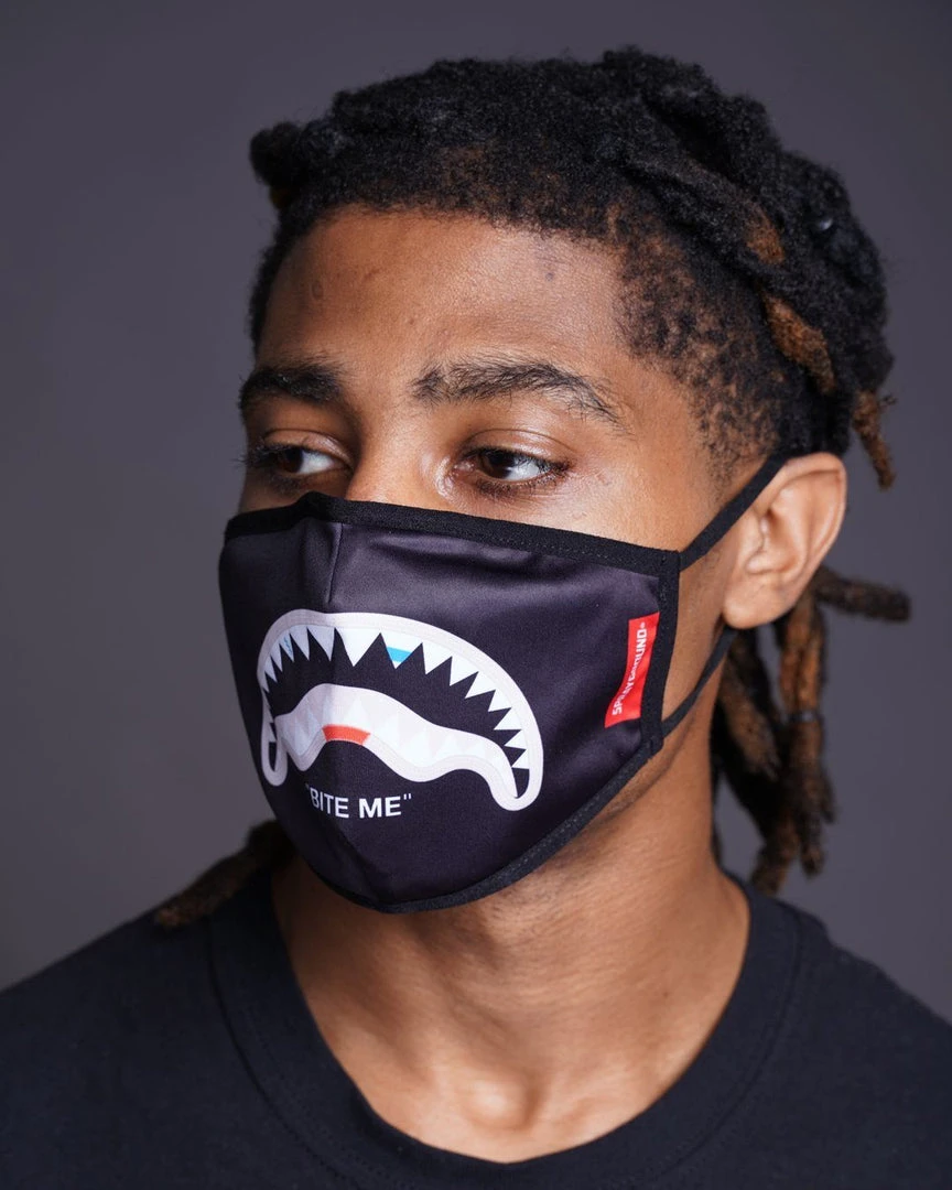 SPRAYGROUND® BITE ME SHARK (BLK) POLYESTER FACE MASK FACE MASKS SPRAYGROUND® BITE ME SHARK (BLK) POLYESTER FACE MASK FACE MASKS