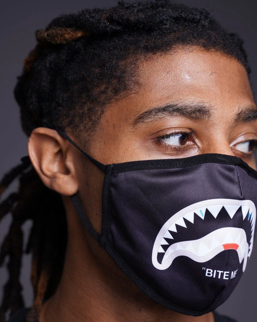 SPRAYGROUND® BITE ME SHARK (BLK) POLYESTER FACE MASK FACE MASKS SPRAYGROUND® BITE ME SHARK (BLK) POLYESTER FACE MASK FACE MASKS