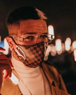 SPRAYGROUND® FACE MASKS SHARKS IN PARIS VEGAN LEATHER FACE MASK