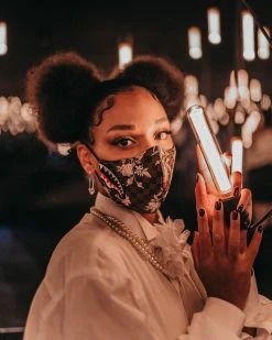 SPRAYGROUND® FACE MASKS SHARKFLOWER VEGAN LEATHER FACE MASK