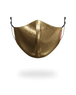 SPRAYGROUND® FACE MASKS GOLD MONEYGRAM VEGAN LEATHER FACE MASK