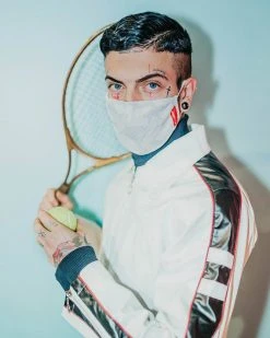 SPRAYGROUND® FACE MASKS SHARK CHECK (WHITE) FACE MASK