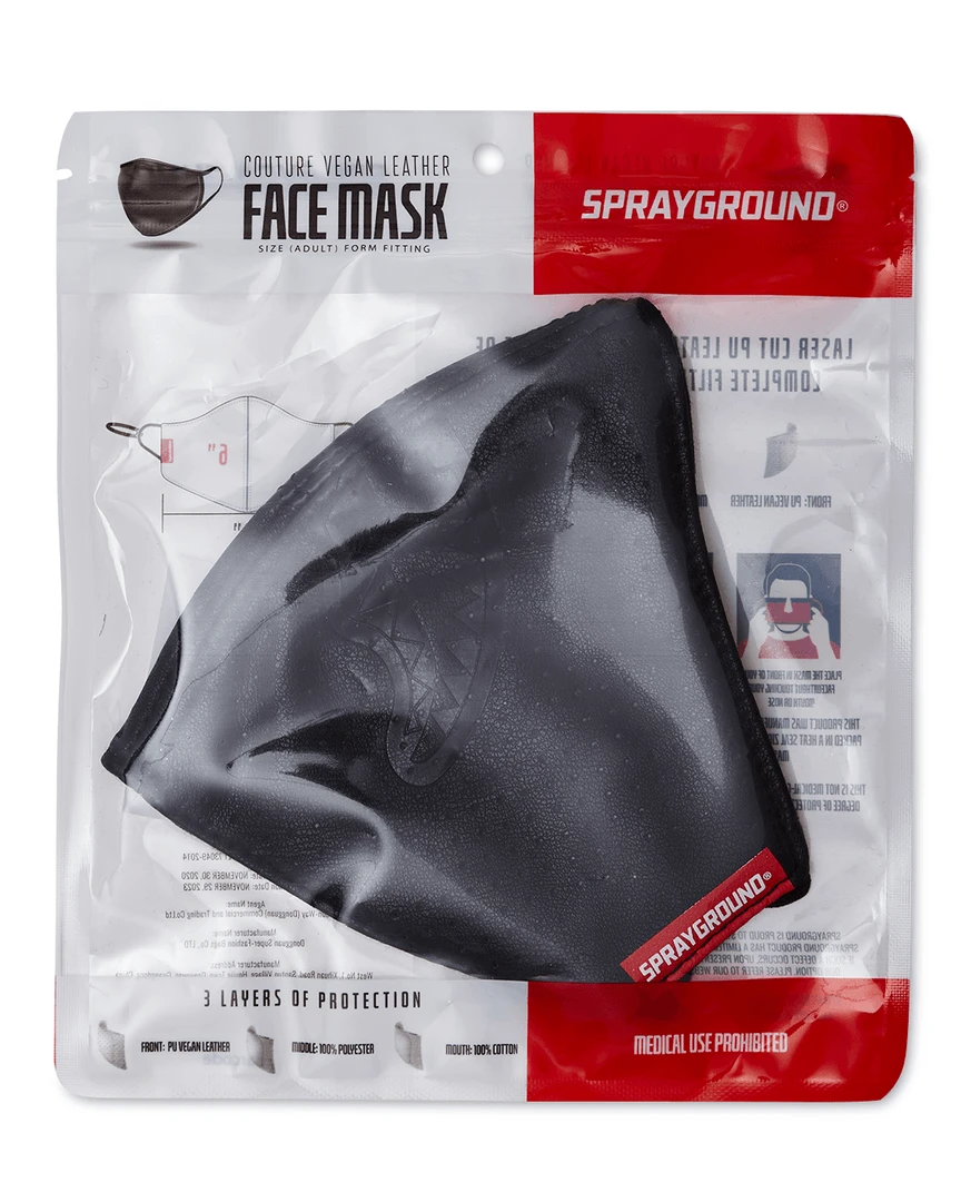 SPRAYGROUND® MIDNIGHT SHARK VEGAN LEATHER FACEMASK FACE MASKS SPRAYGROUND® MIDNIGHT SHARK VEGAN LEATHER FACEMASK FACE MASKS